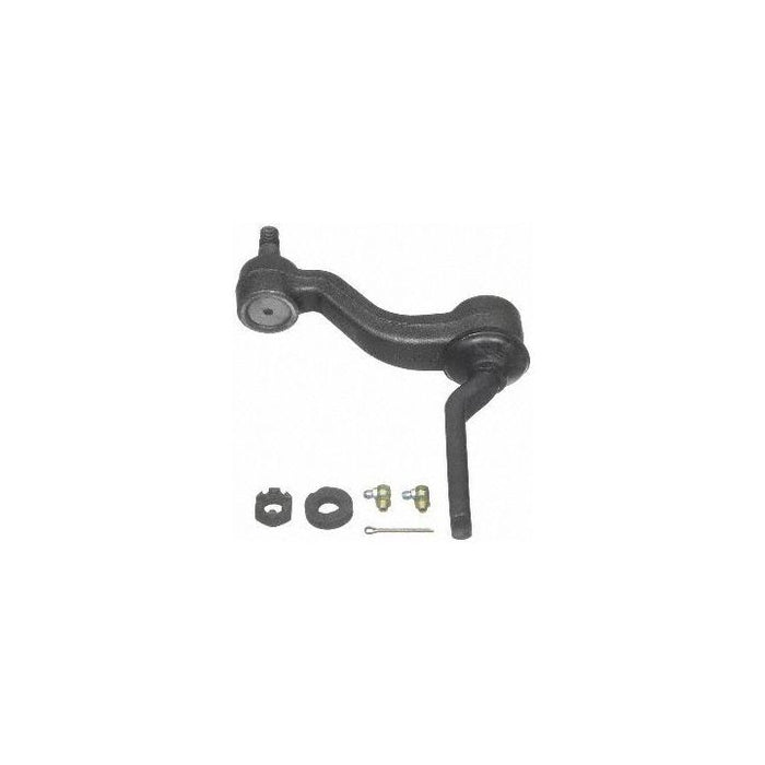 The IA85499XL ProSeries OE+ Idler and Pitman Arms product includes a black pitman arm and accompanying hardware, such as nuts, washers, and a cotter pin, all set against a white background.