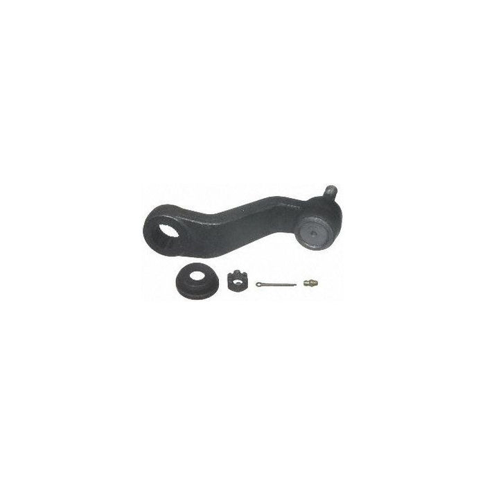 A PA7239 ProSeries OE+ Idler and Pitman Arm in black, accompanied by various small hardware components, set against a white background.