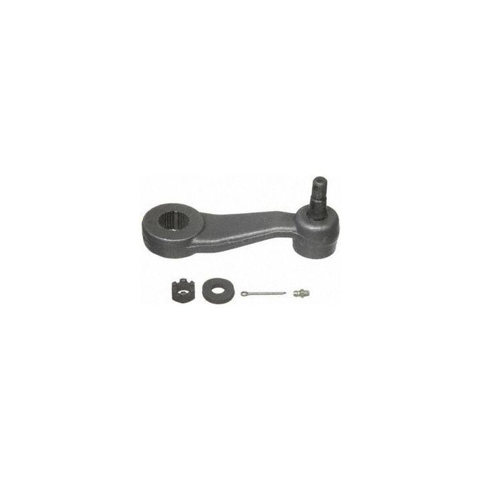 A PA90049XL ProSeries OE+ Idler and Pitman Arms set in black, complete with accompanying hardware, placed on a white background.