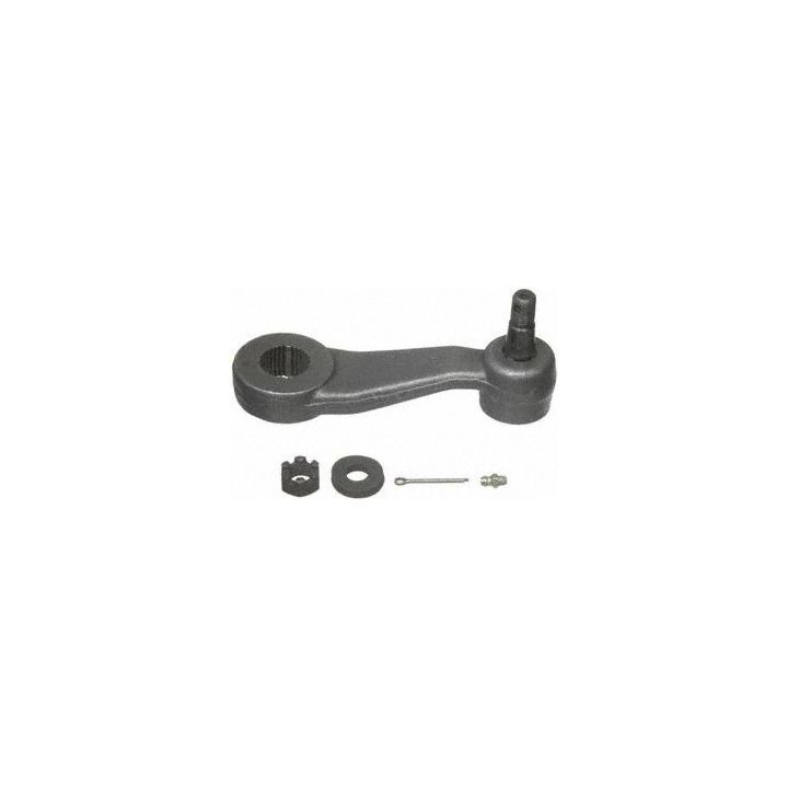 A PA90049XL ProSeries OE+ Idler and Pitman Arms set in black, complete with accompanying hardware, placed on a white background.