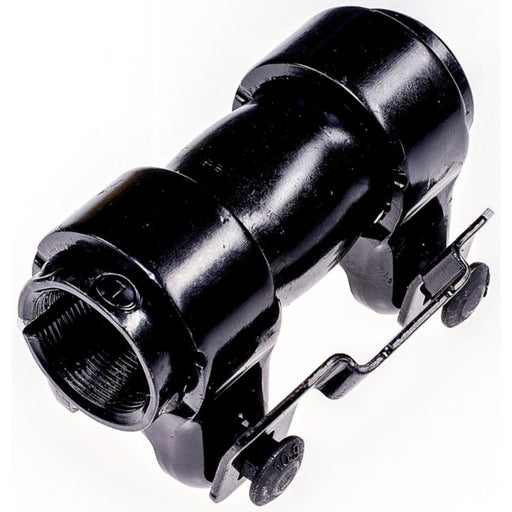 Close-up of the AS85013 ProSeries OE+ Tie Rod Adjusting Sleeves, a black cylindrical mechanical part with attachments and clamps, on a white background.