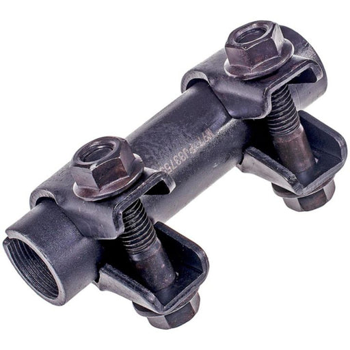 A black S3426 ProSeries OE+ Tie Rod Adjusting Sleeve with two hex bolts and threaded ends.