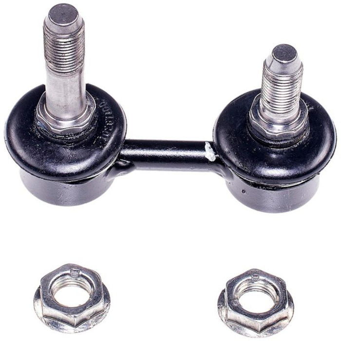 A black SK90381 ProSeries OE+ Stabilizer Link featuring two bolts and two nuts, showcased on a white background.