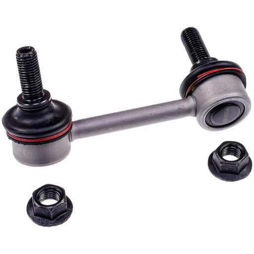 A metal automotive suspension link, the SL59112XL ProSeries OE+ Stabilizer Link, with two threaded ends, accompanied by two black nuts.