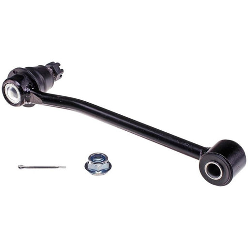 SK7371 ProSeries OE+ Stabilizer Links in black, featuring a suspension control arm with a ball joint, nut, pin, and rubber bushing on a white background.