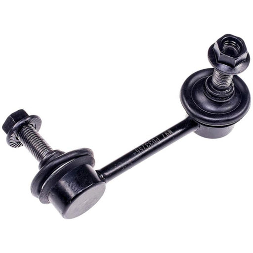 SK90430 ProSeries OE+ Stabilizer Links feature a black metal construction and come equipped with two bushings and threaded bolts on both ends.