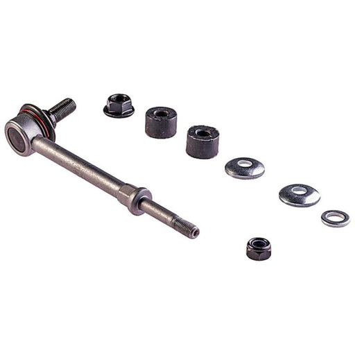A variety of parts from the SL74095XL ProSeries OE+ Stabilizer Links, including the main rod, bolts, nuts, and washers, are laid out on a white background.