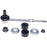 The SL74185XL ProSeries OE+ Stabilizer Links set includes a metal rod with threaded ends, accompanied by two washers, two rubber grommets, and three nuts of varying sizes arranged below it.