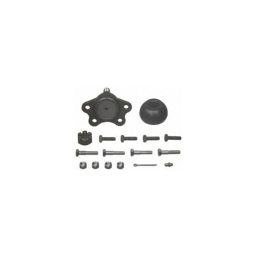 The B6292XL NASCAR Advantage Ball Joint - Front arranged on a white background with an assortment of screws, bolts, nuts, and other mechanical components.