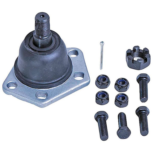 BJ92155XL NASCAR Advantage Ball Joint - Front assembly with accompanying nuts, bolts, and a cotter pin is displayed on a white background.