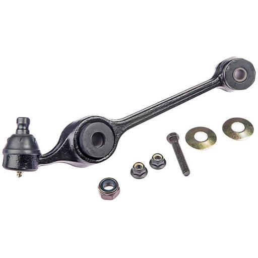 The CB8421 ProSeries OE+ Control Arm in black, featuring an attached ball joint, complete with metal washers, nuts, and a bolt, is displayed against a white background.