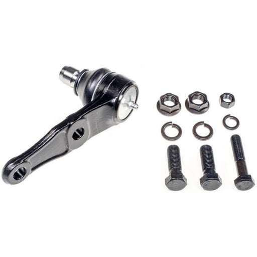 The B90362 NASCAR Advantage Ball Joint - Front is shown with bolts, washers, nuts, and two black arms on a white background.