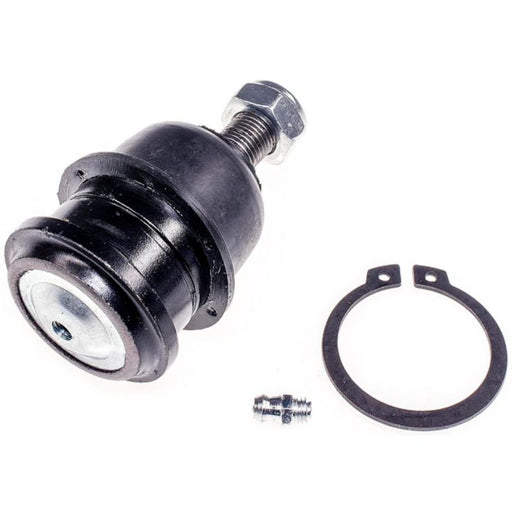The B9617 NASCAR Advantage Ball Joint - Front comes complete with a nut and bolt, circlip, and grease fitting, all showcased on a white background.