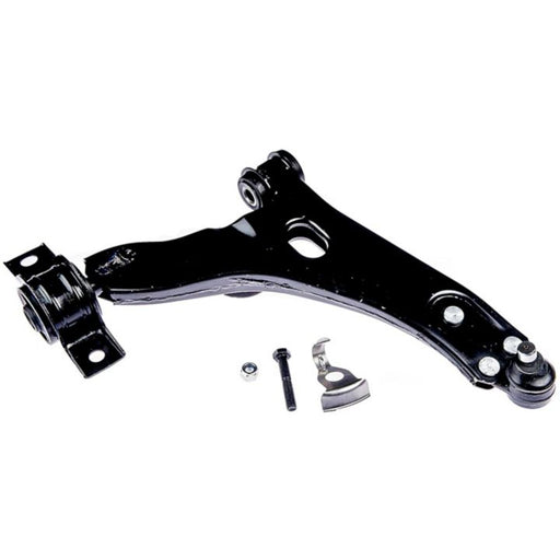CB30826 ProSeries OE+ Control Arm with accompanying bolts and metal connector piece set against a clean white background.
