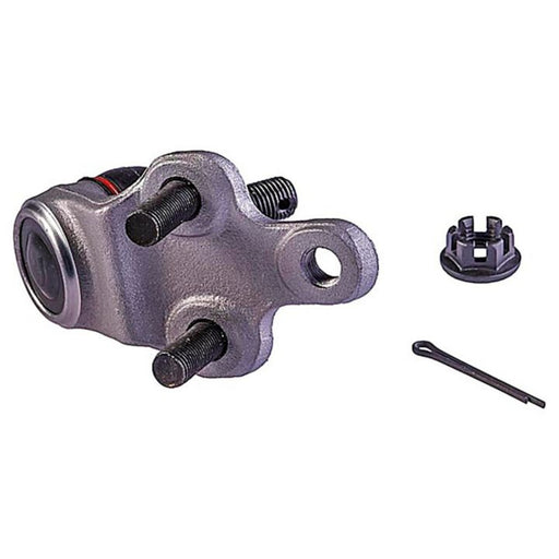 The B9499XL NASCAR Advantage Ball Joint - Front comes with two bolts, a threaded hole, a cotter pin, and a castle nut.