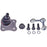 The BJ43353XL NASCAR Advantage Ball Joint - Front, along with its mounting plate, bolts, washers, nuts, and bracket, is laid out on a white background.