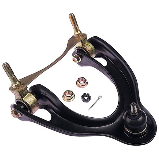 CB90448 ProSeries OE+ Control Arm, complete with ball joints, nuts, and a cotter pin for a vehicle suspension system on a white background.