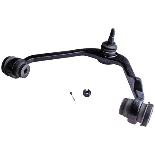 The CB8726 ProSeries OE+ Control Arm, complete with bushings, ball joint, cotter pin, and nut, displayed on a white background.