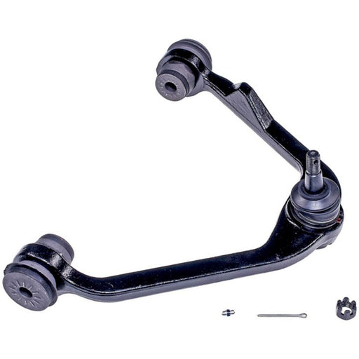 A CB8728 ProSeries OE+ Control Arm in black, complete with bushings and small hardware, is displayed against a white background.