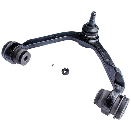A CB8722 ProSeries OE+ Control Arm in black, featuring a ball joint and bushings, displayed against a white background.