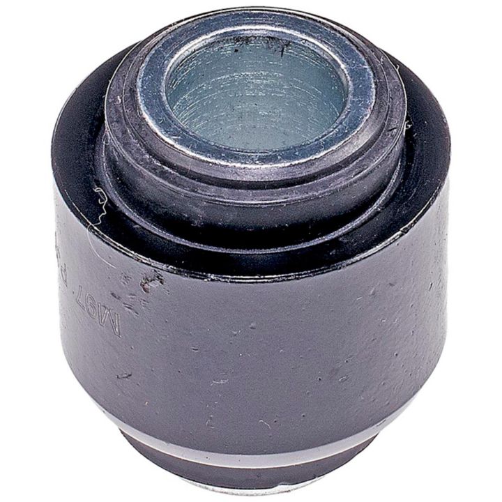 Close-up of a BJ85520 NASCAR Advantage Ball Joint - Rear, featuring a metallic cylindrical bushing with a hollow center and dark outer surface.