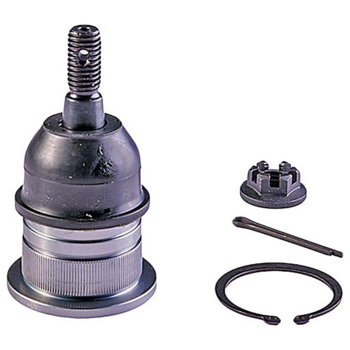 A BJ90276XL NASCAR Advantage Ball Joint - Front in black and silver, complete with accompanying components, displayed on a white background.