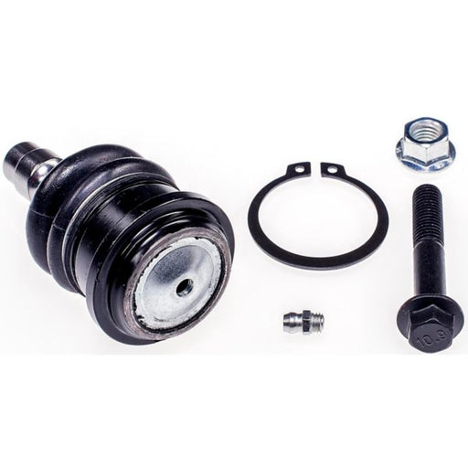 The B8738 NASCAR Advantage Ball Joint - Front is shown with nuts, bolts, and a retaining clip on a white background.