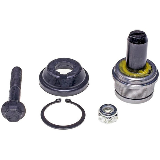 Automotive parts including a bolt, a retaining ring, a nut, and the BJ85166XL NASCAR Advantage Ball Joint - Front displayed on a white background.
