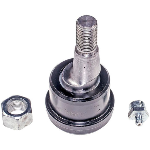 Close-up of the BJ81056 NASCAR Advantage Ball Joint - Front featuring a hexagonal nut and grease fitting on a white background.