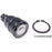 A BJ59035 NASCAR Advantage Ball Joint - Front in black, complete with circlip and cotter pin, displayed on a white background.