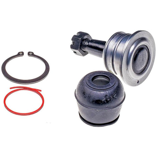 Front auto suspension repair kit, BJ59016XL NASCAR Advantage Ball Joint, featuring a retaining ring, red rubber seal, and black metal components.