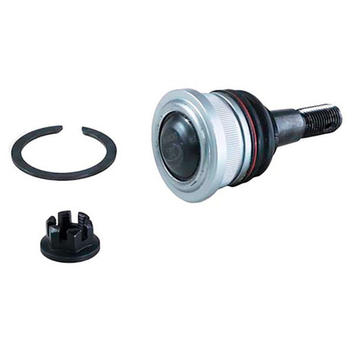 B90255XL NASCAR Advantage Ball Joint - Front, complete with snap ring and castle nut, displayed against a plain white background.