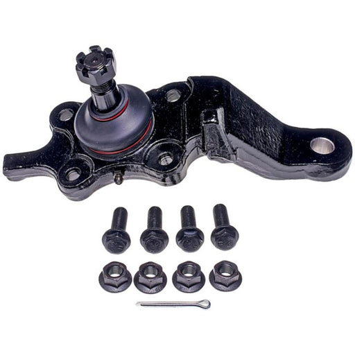 The BJ74463XL NASCAR Advantage Ball Joint - Front, complete with mounting hardware and a cotter pin, is arranged on a white background.