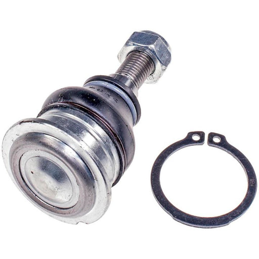 BJ60016 NASCAR Advantage Ball Joint - Front featuring a hex nut, black rubber seal, and a circular snap ring on a white background.