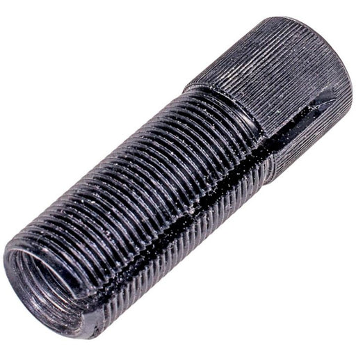 Close-up of the black S3528 ProSeries OE+ Tie Rod Adjusting Sleeve, featuring a threaded cylindrical design with a slotted end.