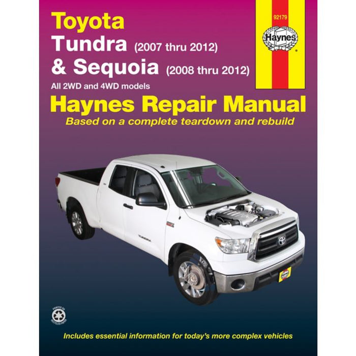 92179 Haynes Repair Manual, Toyota Tundra, 2007-2012 and Sequoia, 2008-2012