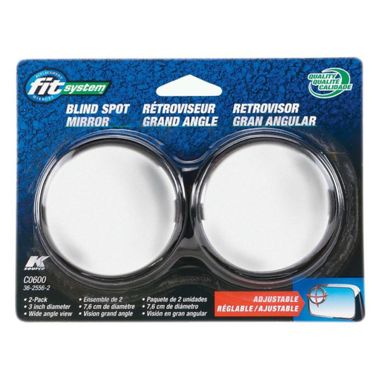 C0600 K Source Round Adjustable Blind Spot Mirrors, 3-in, 2-pk