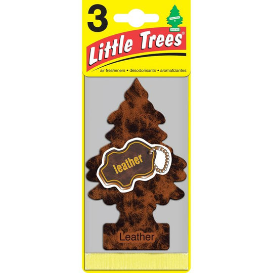 U3S-32290 Little Trees Hanging Air Freshener, Leather, 3-pk