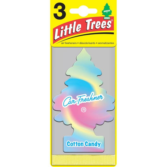 U3S32082 Little Trees Hanging Air Freshener, Cotton Candy, 3-pk