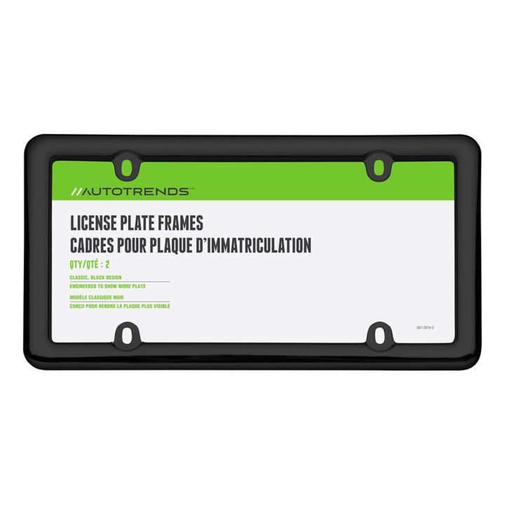 20642 Plastic Black License Plate Frames, 2-pk