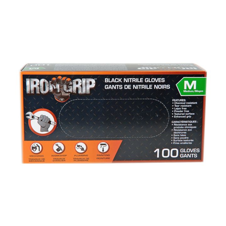 Iron Grip Black Nitrile Gloves, 100-pk — Partsource