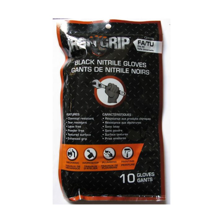 Iron Grip Nitrile Gloves, 10-pack