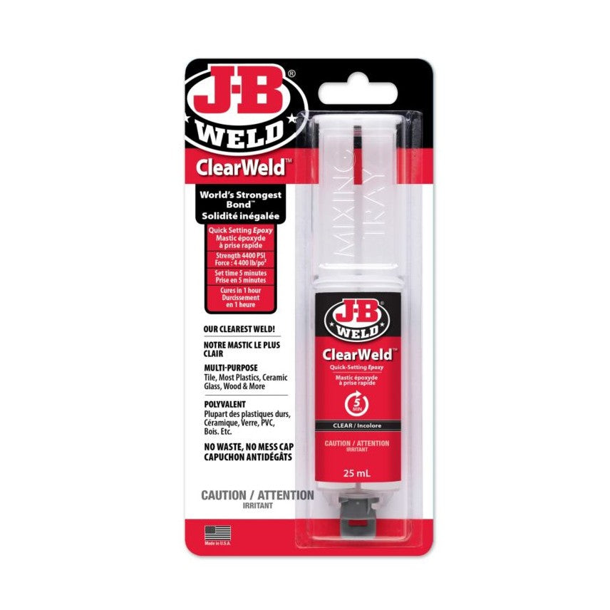 50112F J-B Weld Clear Weld Epoxy Syringe, 25-mL