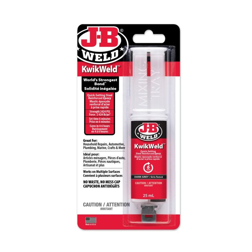50176F JB Weld Kwik Weld Epoxy Syringe, 25-mL