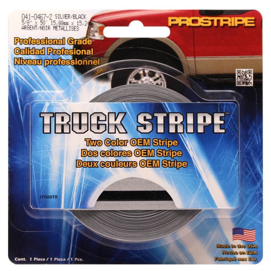 T8323 Trimbrite Truck Stripe, Silver/Black, 5/8-in x 50-ft