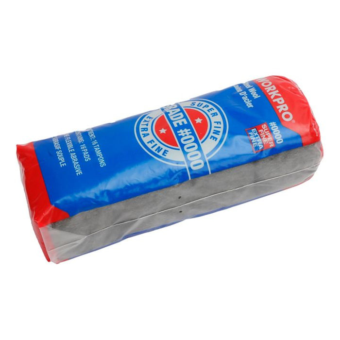 225460 WorkproSteel Wool Pads, #0000, 16-pk