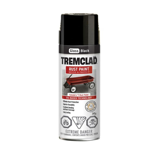 Tremclad Rust Paint, Gloss Aerosol, 340-g, Black