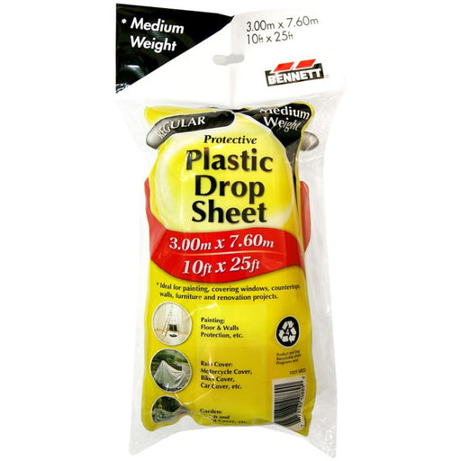 19-131 Bennett Protective Plastic Dropsheet, Standard, 10x25-ft