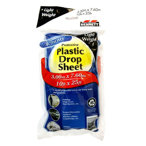 19-133 Bennett Protective Plastic Dropsheet, Lite, 10x26-ft