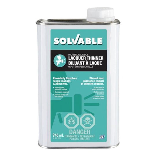 Solvable Professional Grade Lacquer Thinner & Cleaner For Paint & Automotive Coatings, 0.95L